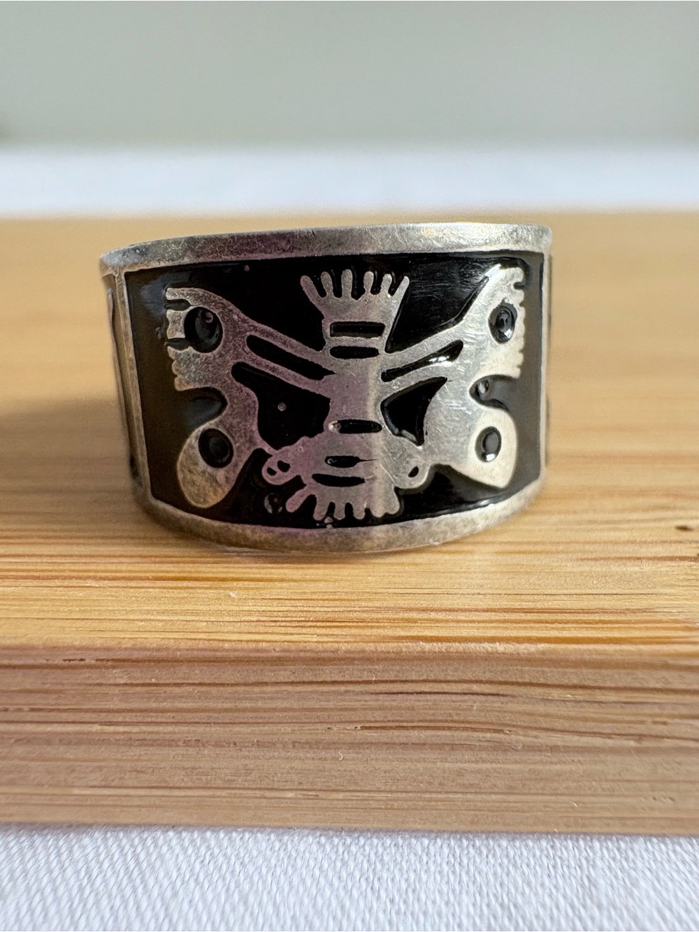 Sterling Silver Black Tribal Women’s Band Ring Size 6.5